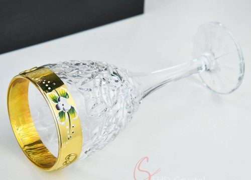 Enamel Flower Gilded Crystal Liquor Set