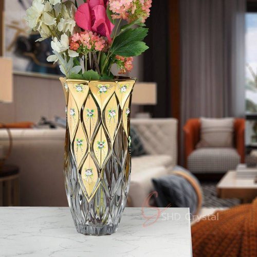 Teardrop Lattice Gilded Enamel Crystal Vase