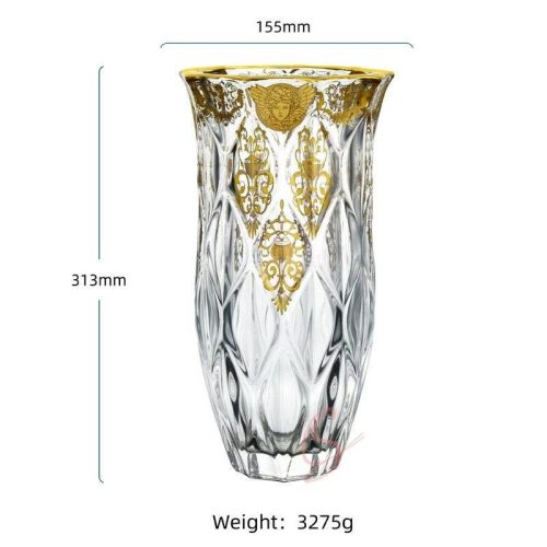 Medusa Emblem Engraved Crystal Vase