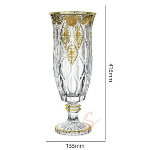 Medusa Emblem Pedestal Engraved Crystal Vase