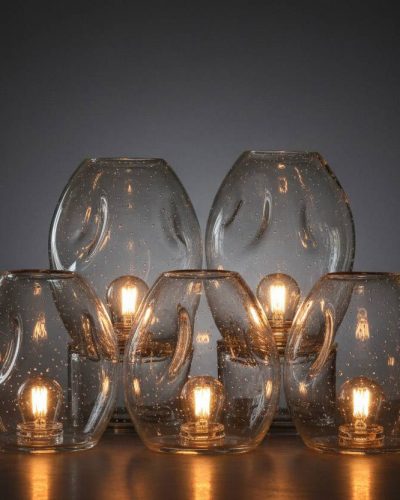 Traditional hand-blown glass lampshades