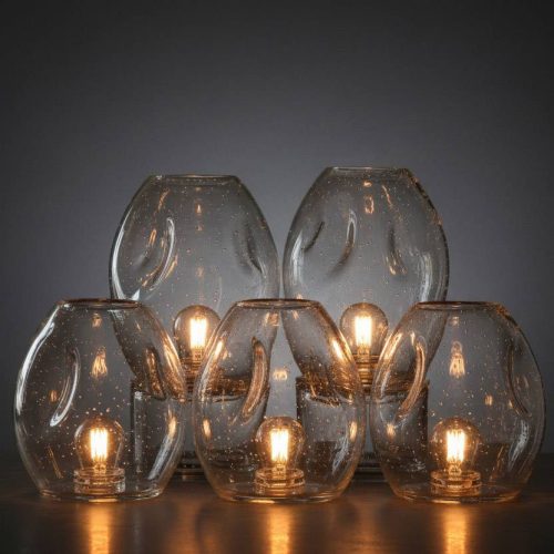 Traditional hand-blown glass lampshades