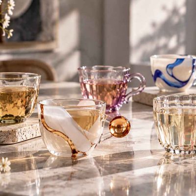 artistic glass tea cups