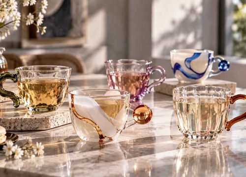 artistic glass tea cups