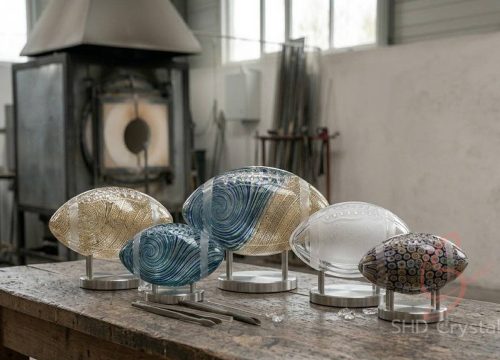 bespoke crystal glass american football