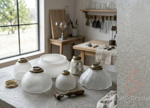 bespoke vintage frosted glass lamp shades