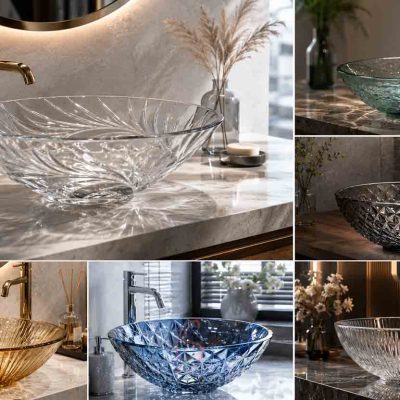 clear glass washbasin