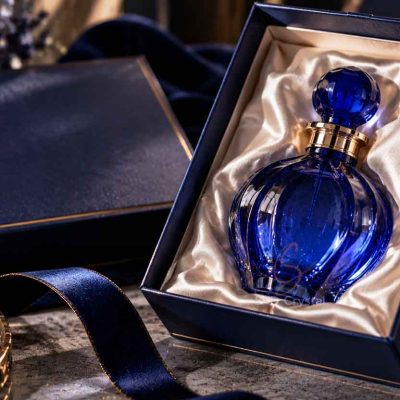 cobalt blue blown perfume bottle