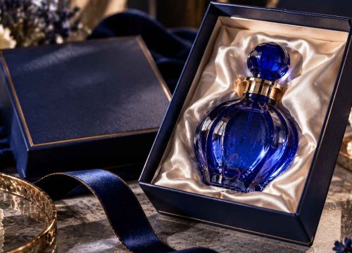 cobalt blue blown perfume bottle