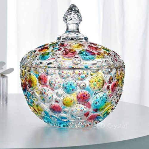 Multicolor Bubble Glass Candy Jar (Large)