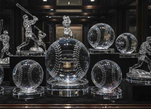 custom crystal glass baseball sculpture