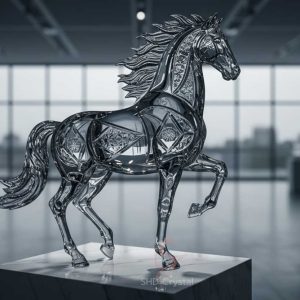 custom crystal glass horse