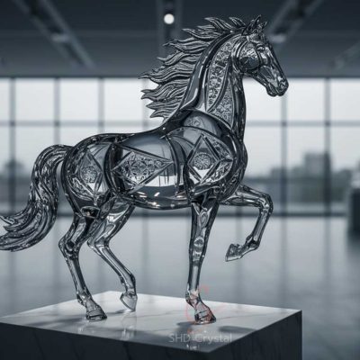 custom crystal glass horse