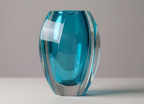 custom cyan crystal vase