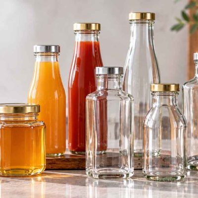 custom glass bottle with metal lid