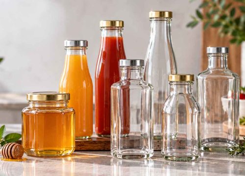 custom glass bottle with metal lid