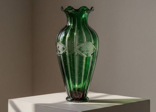 custom green glass vase
