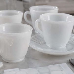 custom milk glass tea cups