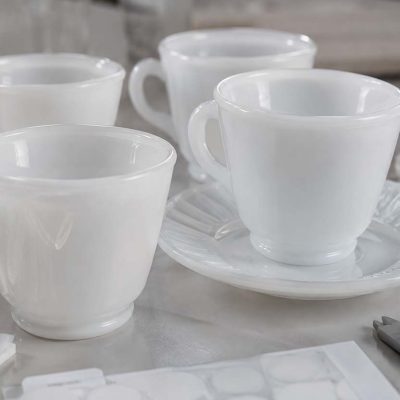 custom milk glass tea cups