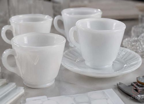 custom milk glass tea cups