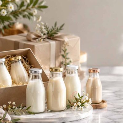 custom miniature glass milk bottles