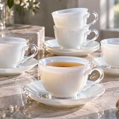 custom opal glass tea cups