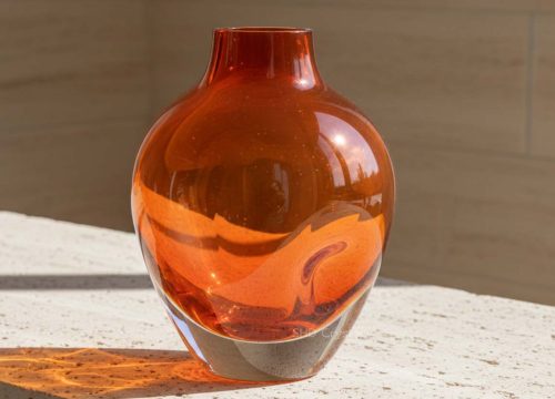 custom orange crystal vase