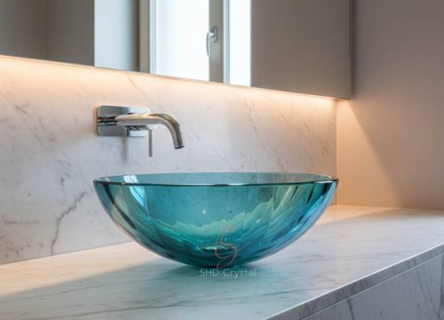 cyan crystal washbasin