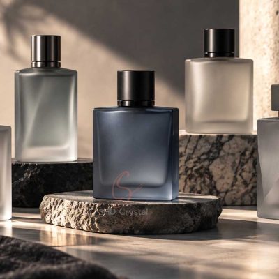 frosted glass men's fragrance bottle