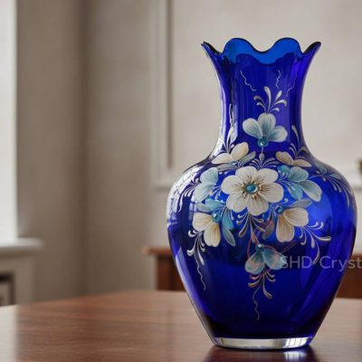 glass painted crystal vase