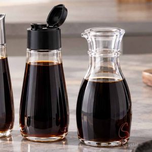 glass soy sauce bottle with lid