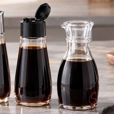 glass soy sauce bottle with lid