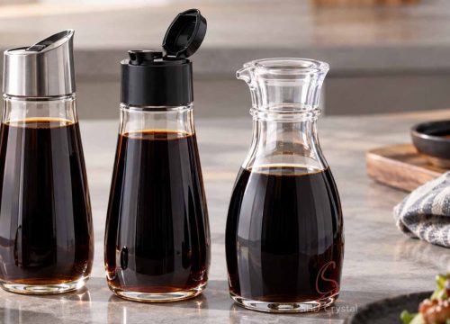 glass soy sauce bottle with lid