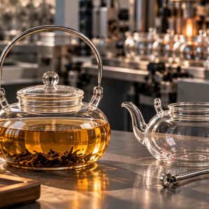 glass teapot with stainless handle