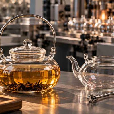 glass teapot with stainless handle
