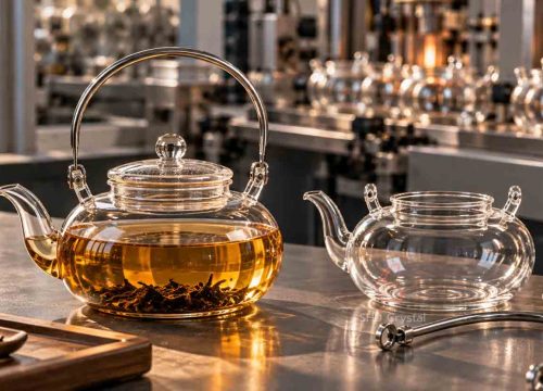 glass teapot with stainless handle
