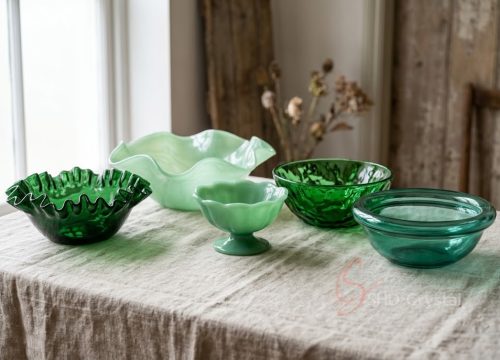 green glass serveware