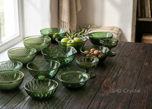 green glass serveware