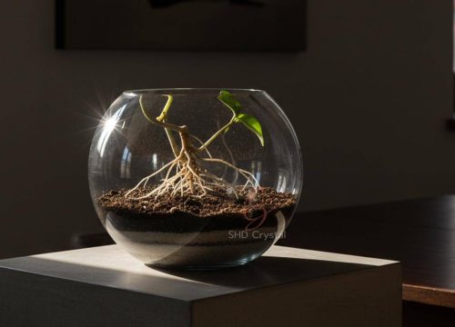hemispherical crystal glass flowerpot