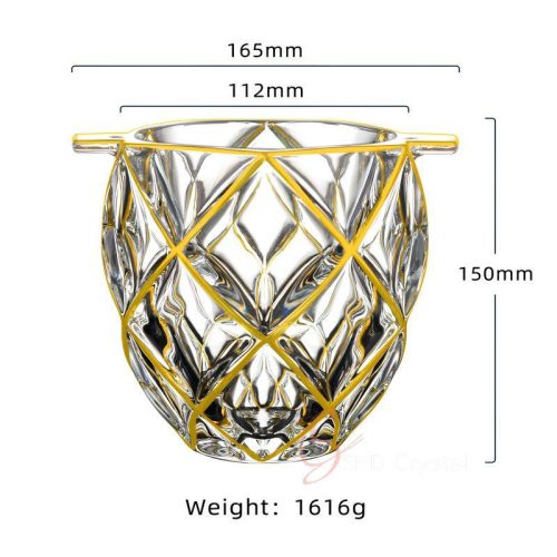 Gilded Lattice Facet Crystal Ice Bucket