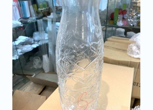 Clear Tall Botanical Relief Cylindrical Glass Lampshade