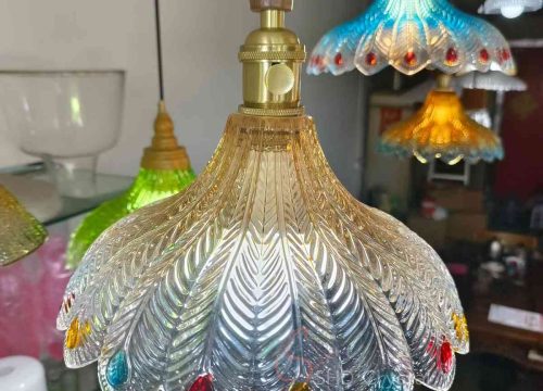 Clear Jewel-Embedded Leaf Glass Pendant Lampshade