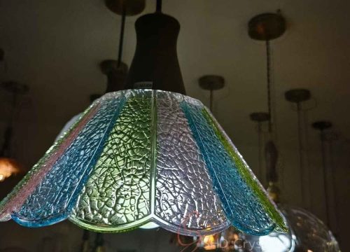 Multicolor Ice-Crackle Panel Glass Pendant Lampshade