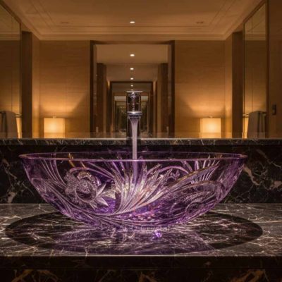 purple crystal wash basin