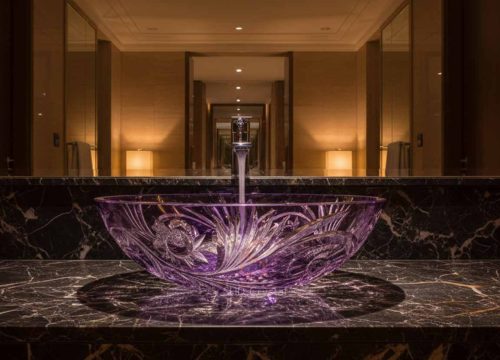 purple crystal wash basin