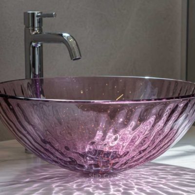 purple glass washbasins
