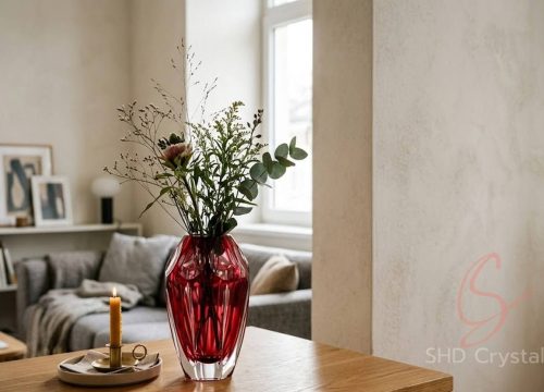 red crystal vase factory