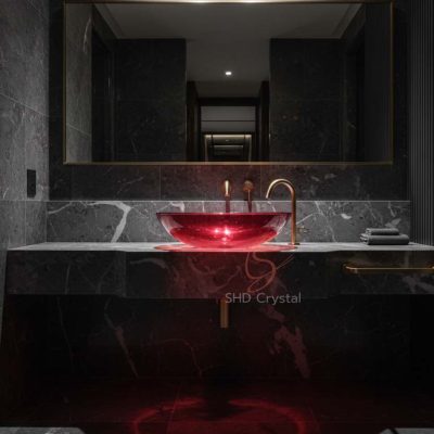 red glass washbasins