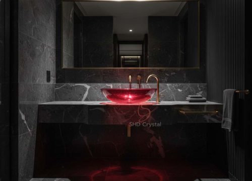 red glass washbasins