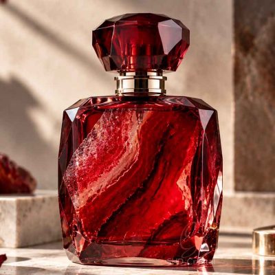 ruby red perfume bottle